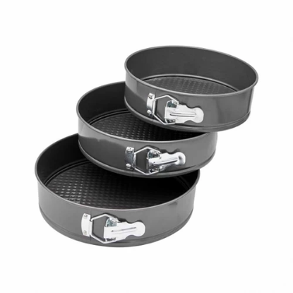 صورة طقم قالب كيك دائري فضي 3 حبه MR-6