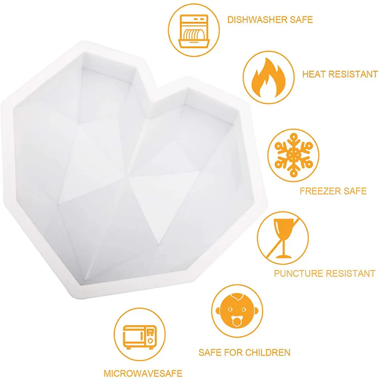 صورة قالب كيك سيليكون على شكل قلب ماسي