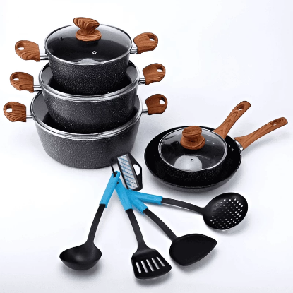 صورة طقم قدور مقبض خشبي موديل 6-959