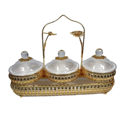 صورة سلة حلويات أبو 3 خانة مستطيل دائري