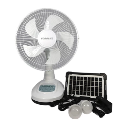 صورة مروحة قابلة للشحن بالطاقة الشمسية محمولة مزودة بإضاءة LED 1347-2