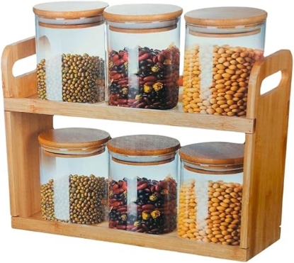 صورة طقم علب بهارات زجاجية 6 حبة موديل 6507