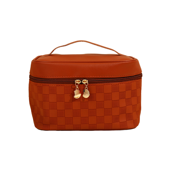 شنطة مكياج HZB45 بسحاب مغلق لون برتقالي