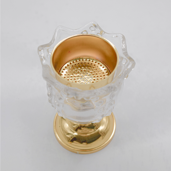 صورة مبخرة شفاف على قاعدة ذهبية W2442