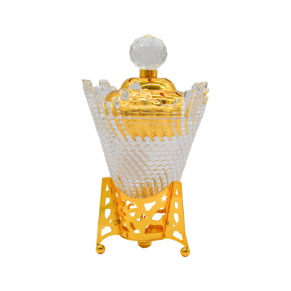 صورة مبخرة شفافة صغيرة بغطاء ذهبي MK8857