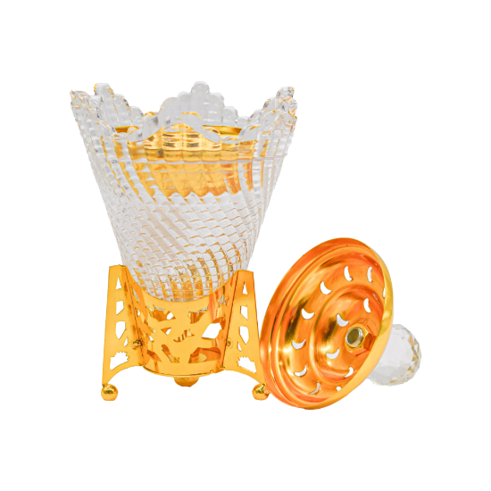 صورة مبخرة شفافة صغيرة بغطاء ذهبي MK8857