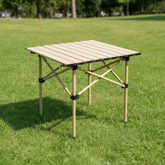 طاولة قابلة للطي باللون البيج في شقة صغيرة - توفير المساحة