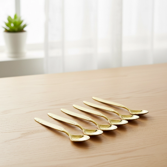 صورة طقم ملاعق ذهبية صغيرة 6 قطع 16336-1