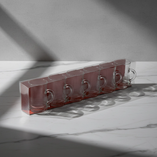 صورة طقم فناجين شاي زجاجية 6 قطع