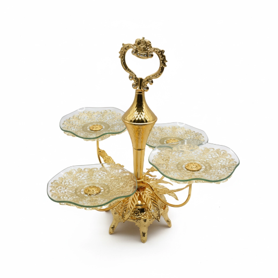 صورة سلة حلويات ذهبية 4 خانات جديد