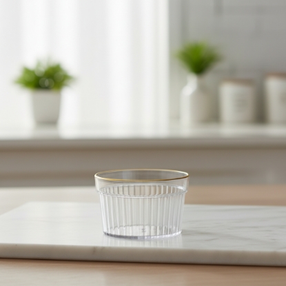 صورة صحن تقديم اكريليك دائري بحواف ذهبية 995-1