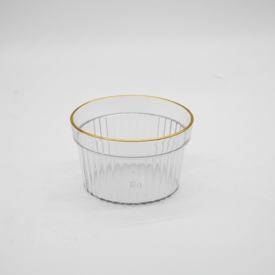 صورة صحن تقديم اكريليك دائري بحواف ذهبية 995-1