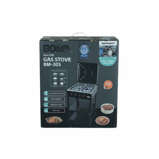 صورة موقد غاز 4 عيون مع ارفف وغطاء للحماية BM-305