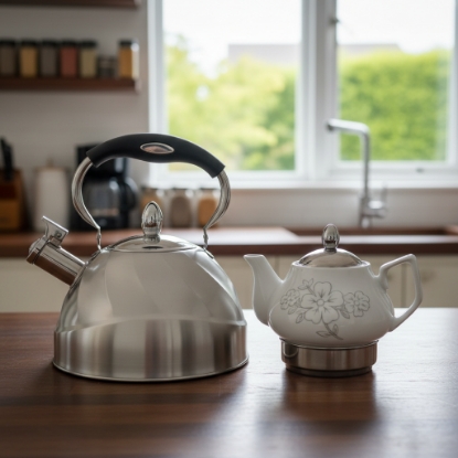 صورة إبريق شاي مزدوج مع غلاية