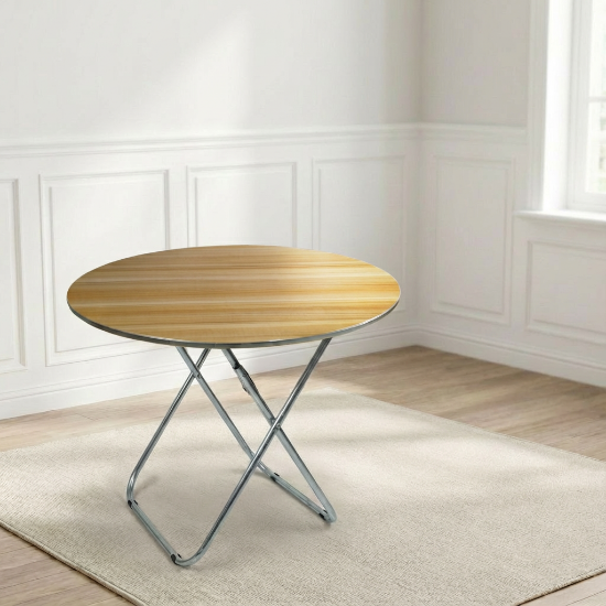 صورة طاولة دائرية بأرجل على شكل حرف U مقاس 60*70 سم