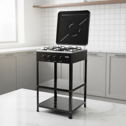 صورة موقد غاز 4 عيون مع ارفف وغطاء للحماية BM-305