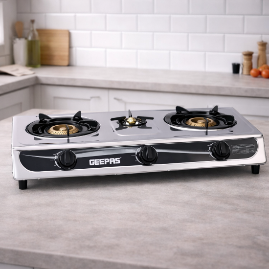 صورة موقد غاز 3 عيون جيباس استيل موديل GK6857