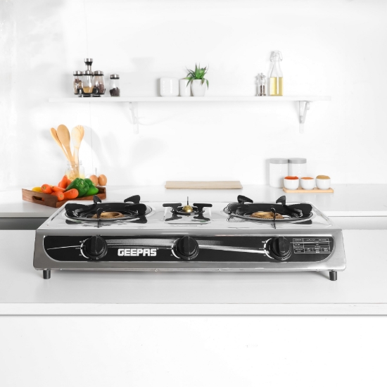 صورة موقد غاز 3 عيون جيباس استيل موديل GK6857