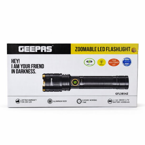 صورة مصباح يدوي LED قابل للتكبير جيباس موديل GFL3854Z