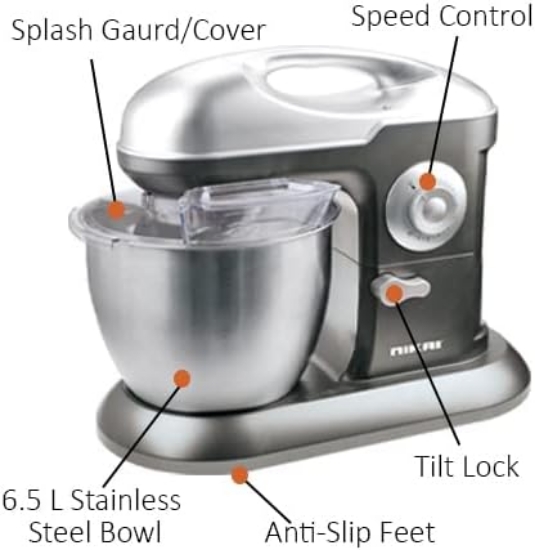 صورة خلاطة عجين كهربائية 6.5 لتر نيكاي موديل NSM650A
