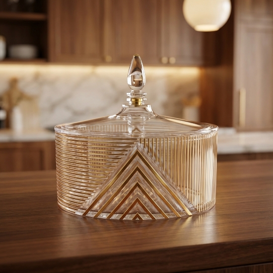 صورة علبة حلويات اكريليك مذهب كبير موديل LUXCW-344