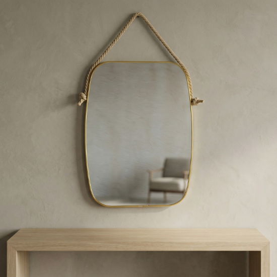 صورة مرآة حائط ذهبية مستطيلة G-16