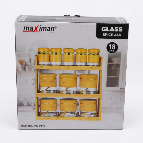 صورة منظم بهارات زجاج خشبي KD9110