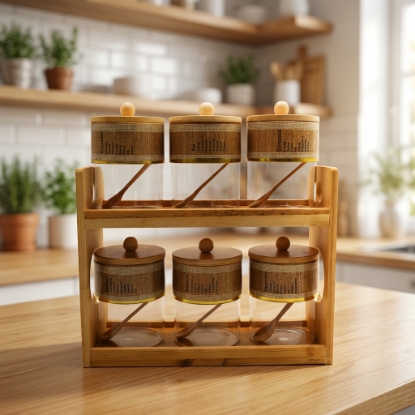 صورة منظم بهارات زجاج خشبي KD9107