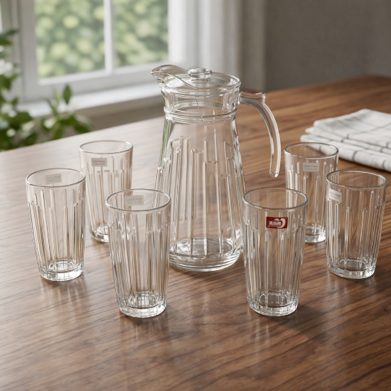 صورة جيك زجاجي مع 6 أكواب موديل YZH-43C