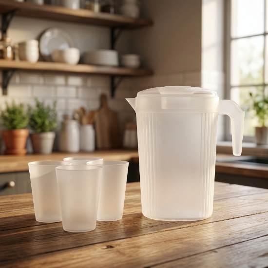 صورة جيك اكريليك شفاف 1.8 لتر مع 4 اكواب موديل (G68-997009-45)9383