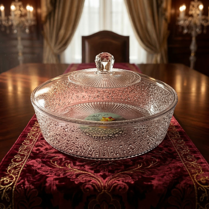 صورة وعاء فواكة و حلويات محبب مع غطاء كبير