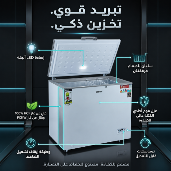 صورة ثلاجة حوض جيباس 300 لتر موديل GCF3006WAH